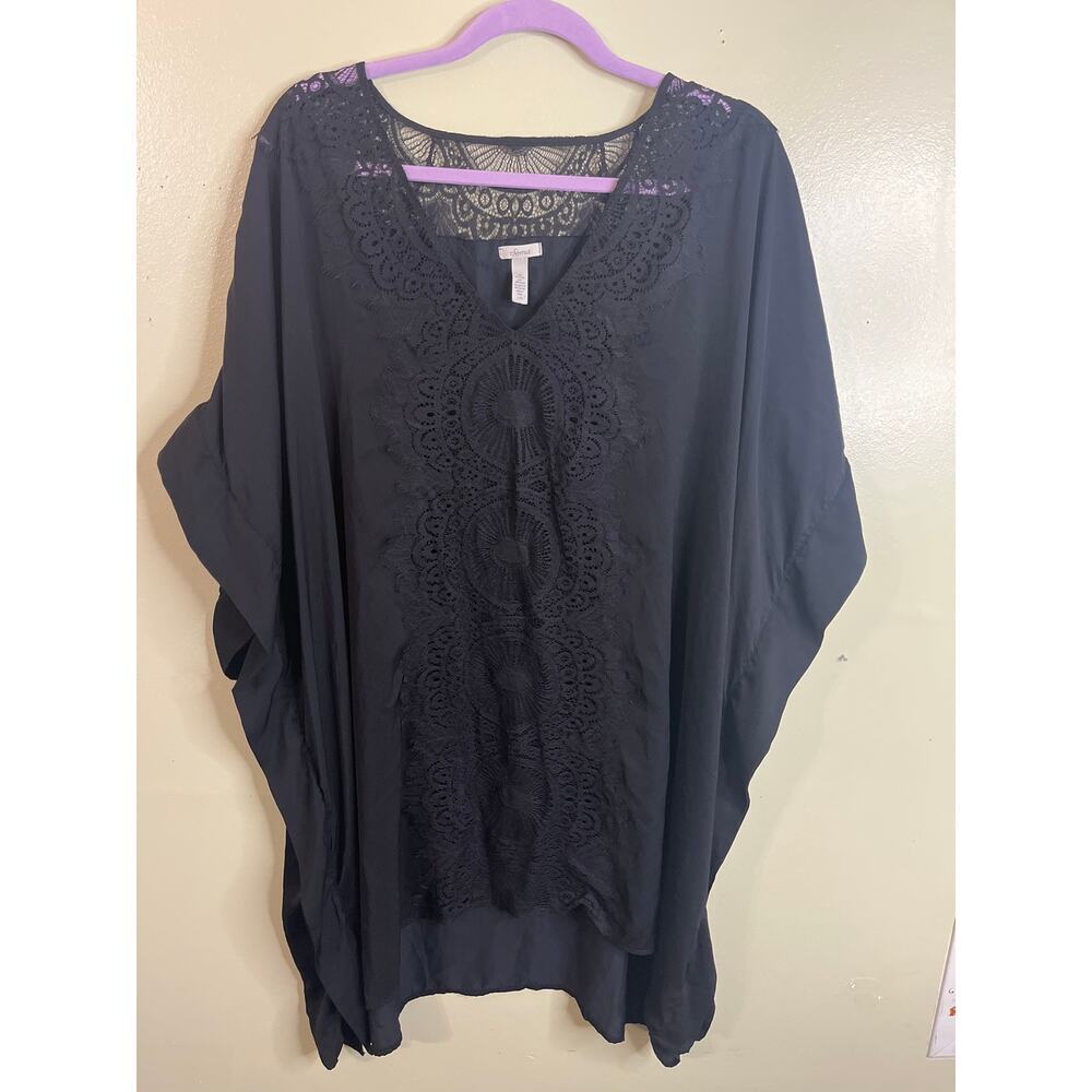 Soma chiffon lace caftan Swim Cover-Up Lightweight, Flowy, black, size L/ XL